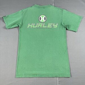 Vintage Hurley T Shirt Skate Surf Mens S Made In USA Green Short Sleeve